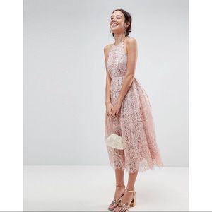 ASOS Lace Pinny Scallop Edge Midi Dress